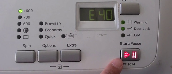 máy giặt electrolux báo lỗi e40
