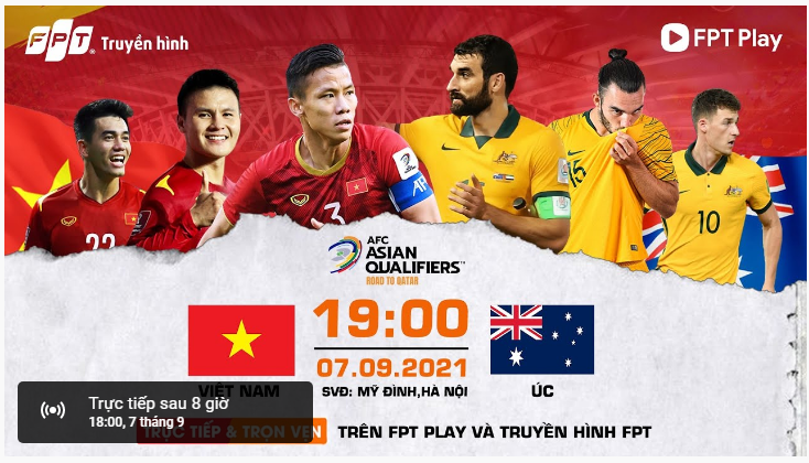 Link xem trực tiếp bóng đá Việt Nam với Úc ( Australia ) hôm nay 7/9/2021
