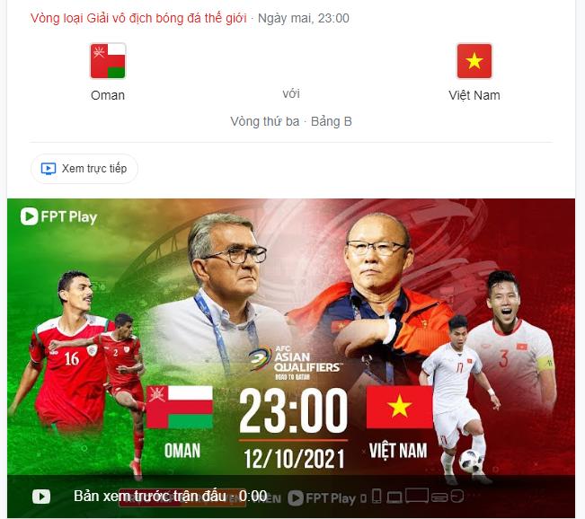 Link xem trực tiết bóng đá Việt Nam với Oman hôm nay 12/10/2021